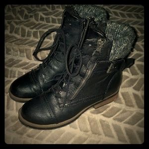 Black combat boots